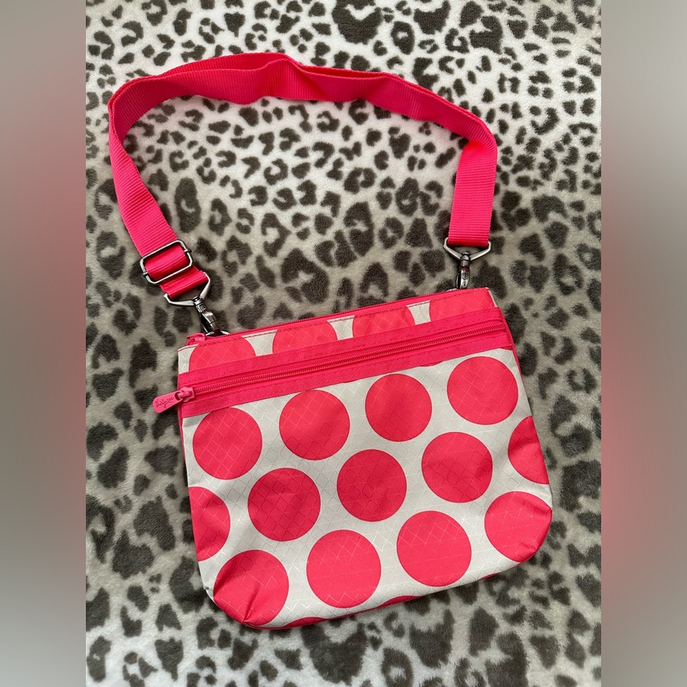 Thirty-One Mod Dot Crossbody Bag Pink Coral Nylon